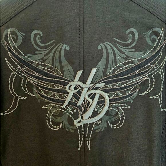 Harley Davidson Black Moto Biker Windbreaker Jacket with HD Logo & Wings - Picture 4 of 11
